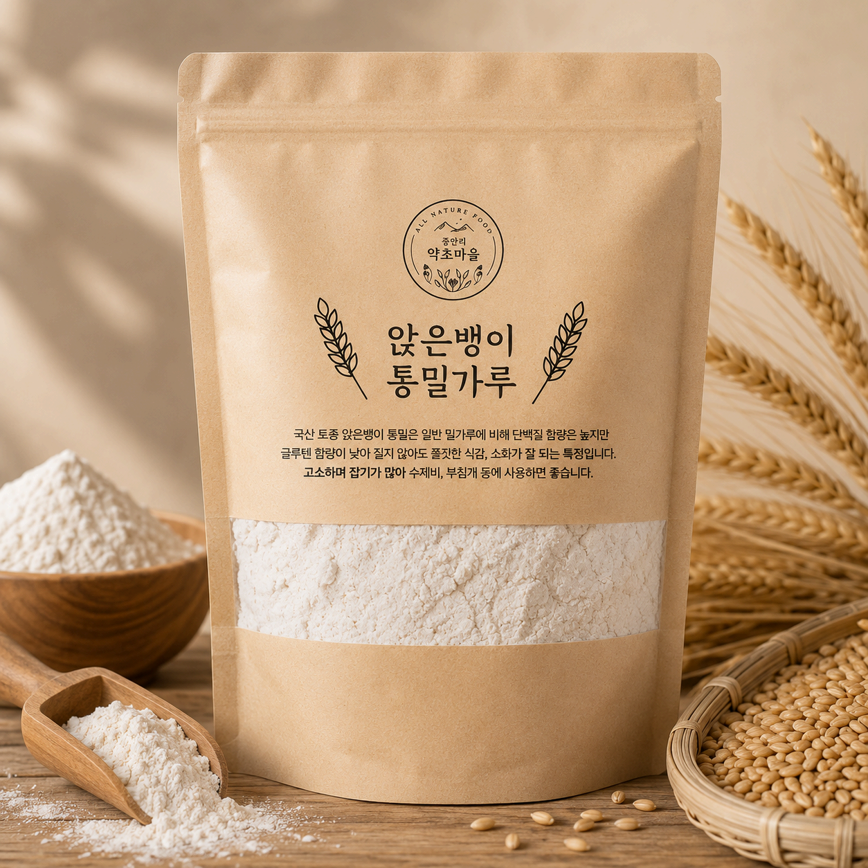 국산 토종 앉은뱅이 통밀가루 앉은키 밀가루 강력분 박력분 중력분